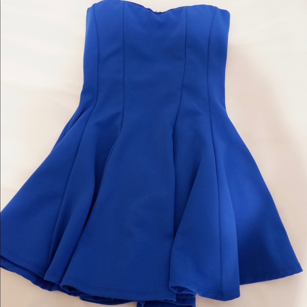 Royal Blue Strapless Skater Dress